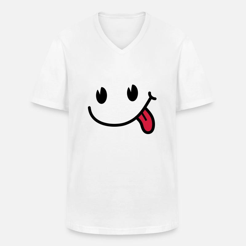 Smiley - Männer-T-Shirt mit V-Ausschnitt - Weiß