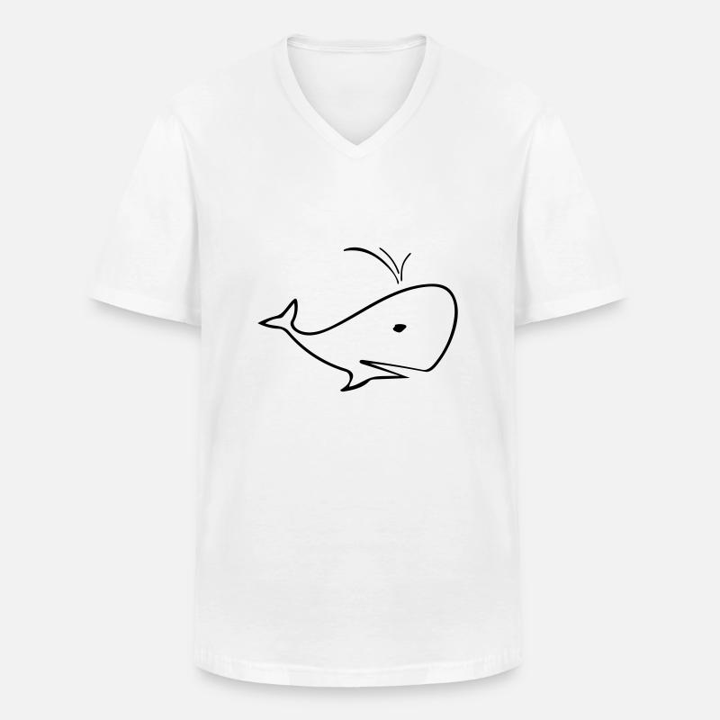 Wal - Männer-T-Shirt mit V-Ausschnitt - Weiß