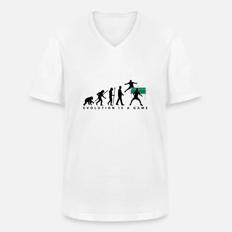 evolution_tischtennisspieler_102012_a_3c - Männer-T-Shirt mit V-Ausschnitt - Weiß