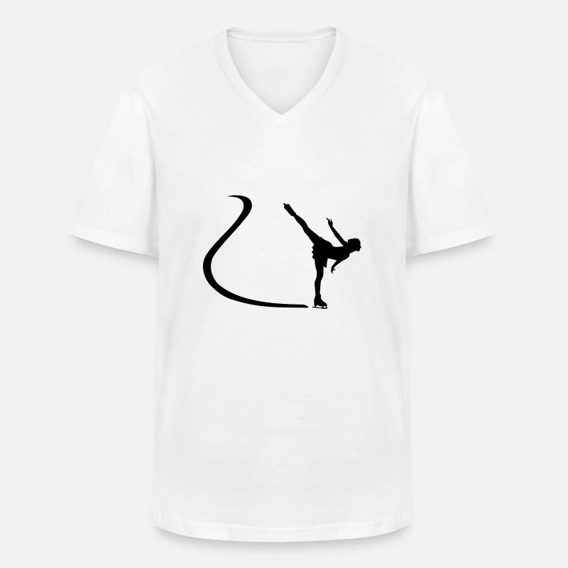 Eiskunstlauf - Männer-T-Shirt mit V-Ausschnitt - Weiß