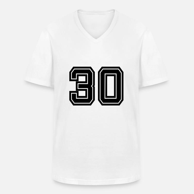 30 - Männer-T-Shirt mit V-Ausschnitt - Weiß