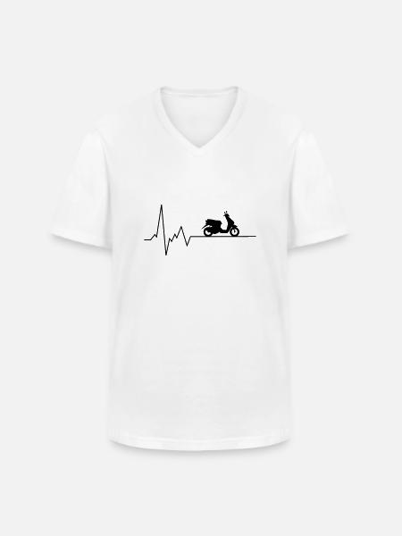 herzschlag roller - Männer-T-Shirt mit V-Ausschnitt - Weiß