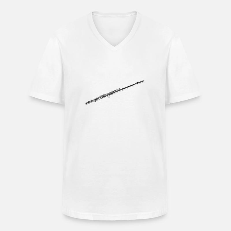 Querfloete Querflöte - Männer-T-Shirt mit V-Ausschnitt - Weiß