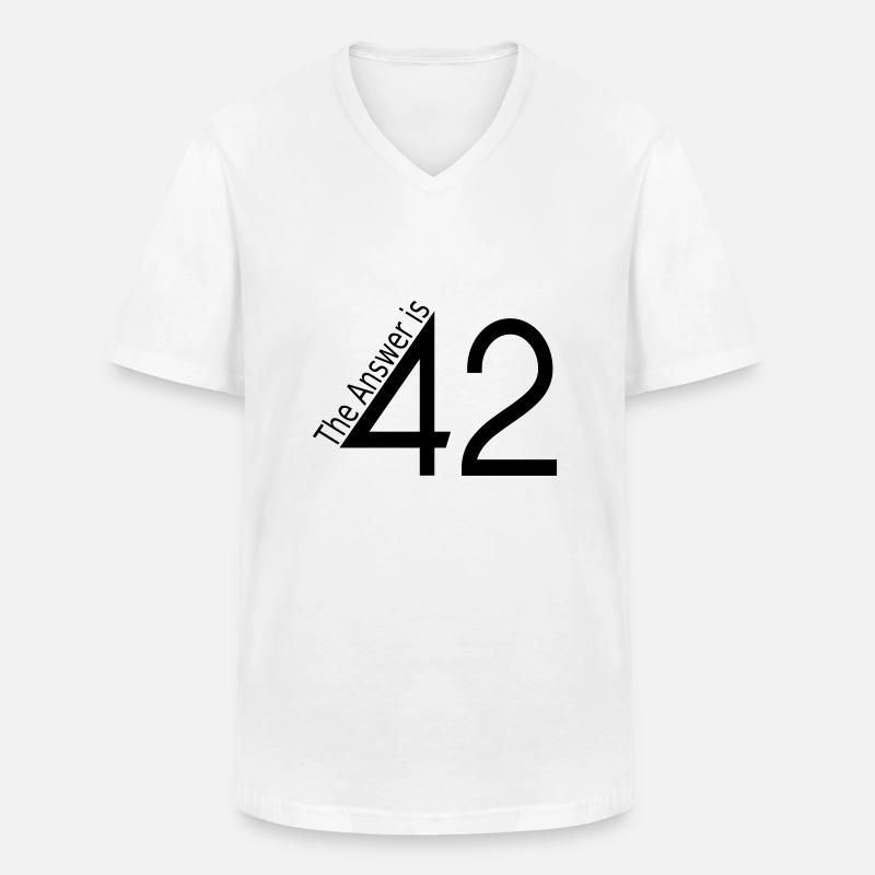 the answer is 42 - Männer-T-Shirt mit V-Ausschnitt - Weiß