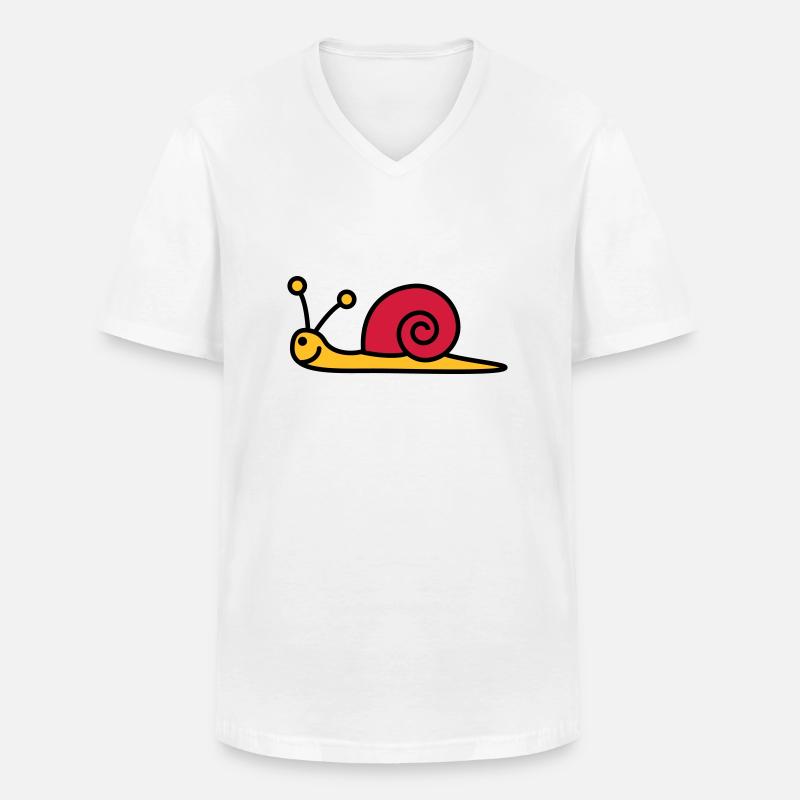 schnecke_3c - Männer-T-Shirt mit V-Ausschnitt - Weiß