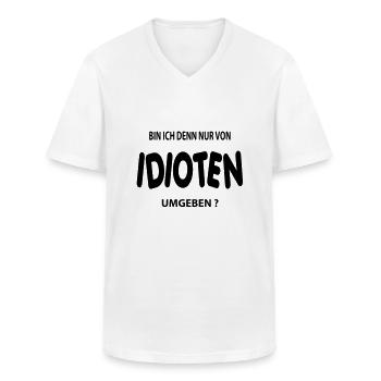 idiot - Men's V-Neck T-Shirt - white - Front - AI Model Male 185 light (185cm)
