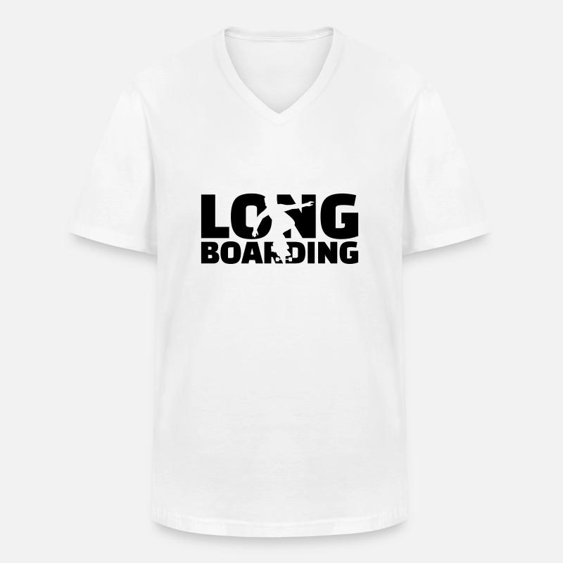 Longboard - Männer-T-Shirt mit V-Ausschnitt - Weiß