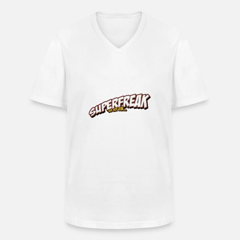 Superfreak - Männer-T-Shirt mit V-Ausschnitt - Weiß