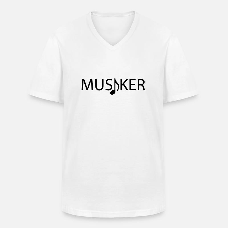 Musiker Logo mit Note - Männer-T-Shirt mit V-Ausschnitt - Weiß