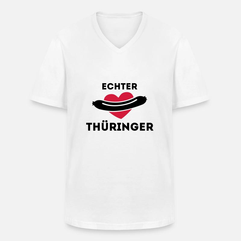 Echter Thüringer - Bratwurstliebe - Männer-T-Shirt mit V-Ausschnitt - Weiß