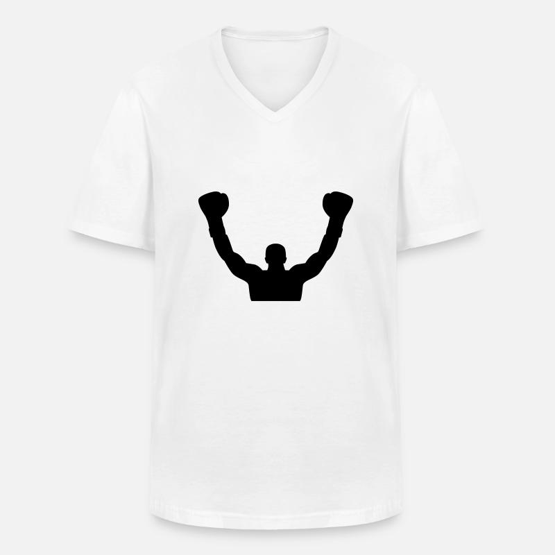 Boxen - Männer-T-Shirt mit V-Ausschnitt - Weiß