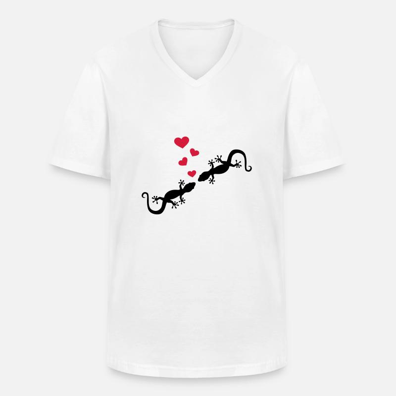 Gecko - Männer-T-Shirt mit V-Ausschnitt - Weiß