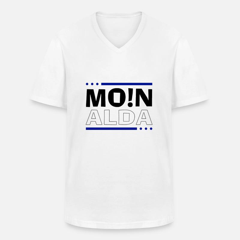 Moin Alda - Männer-T-Shirt mit V-Ausschnitt - Weiß