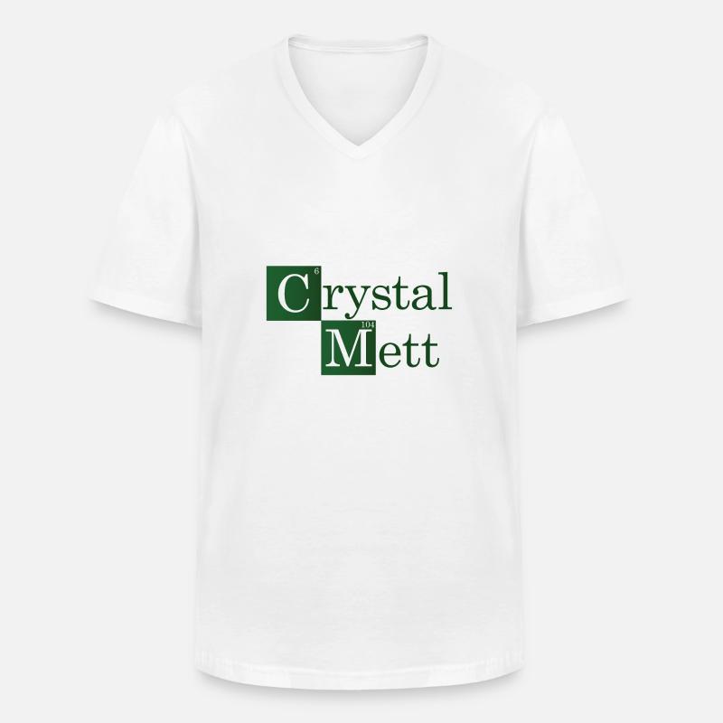 Crystal Mett oder so - Männer-T-Shirt mit V-Ausschnitt - Weiß