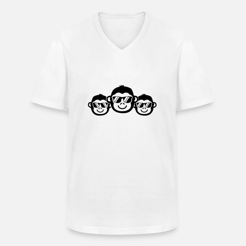 affen cool 1 - Männer-T-Shirt mit V-Ausschnitt - Weiß
