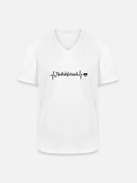 Lower Austria Pulse Heart Line - Men's V-Neck T-Shirt - white