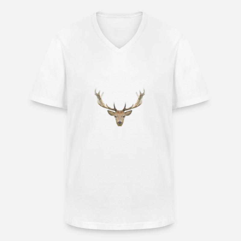 Low Poly Hirsch - Männer-T-Shirt mit V-Ausschnitt - Weiß