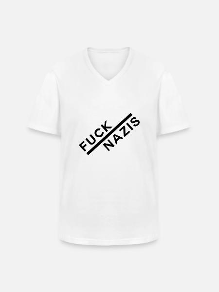 FUCK NAZIS - Männer-T-Shirt mit V-Ausschnitt - Weiß