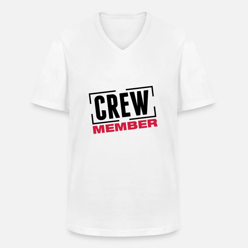 crew_member_design_bs2 - Männer-T-Shirt mit V-Ausschnitt - Weiß