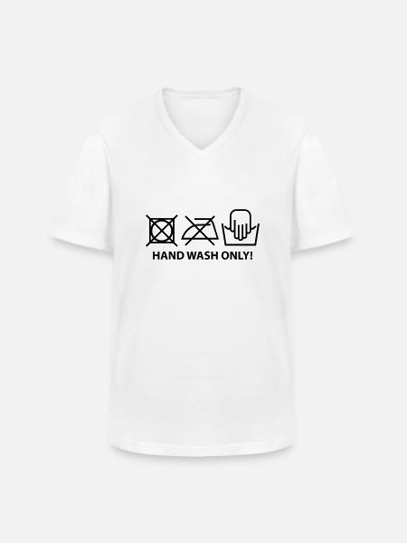 hand_wash_only_f1 - Men's V-Neck T-Shirt - white