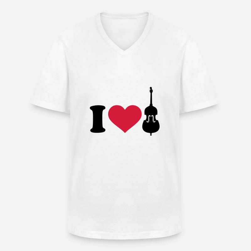 Kontrabass - Männer-T-Shirt mit V-Ausschnitt - Weiß