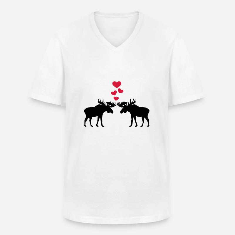 Elch - Männer-T-Shirt mit V-Ausschnitt - Weiß