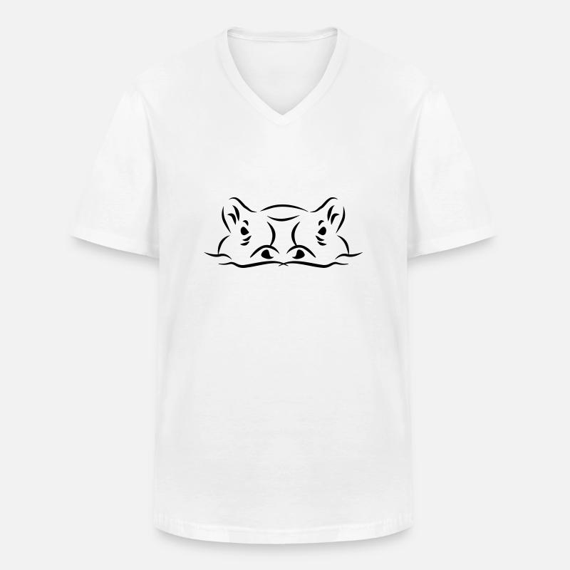 Nilpferd - Männer-T-Shirt mit V-Ausschnitt - Weiß