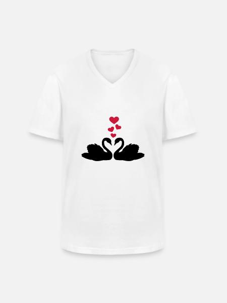 Cygne - T-shirt col V Homme - blanc