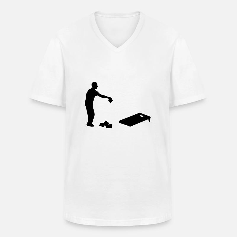 Cornhole - Männer-T-Shirt mit V-Ausschnitt - Weiß