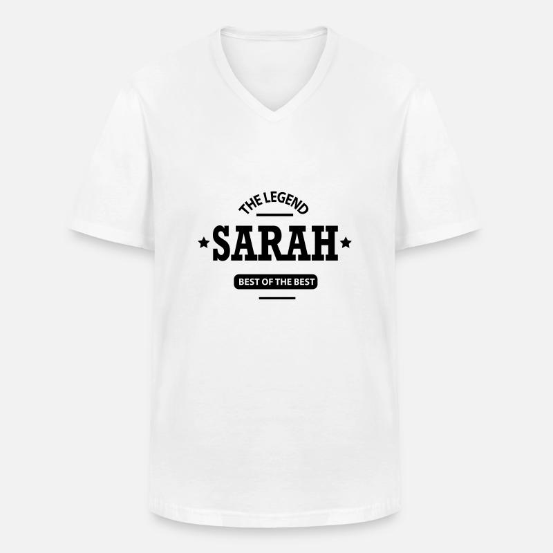 sarah - Männer-T-Shirt mit V-Ausschnitt - Weiß