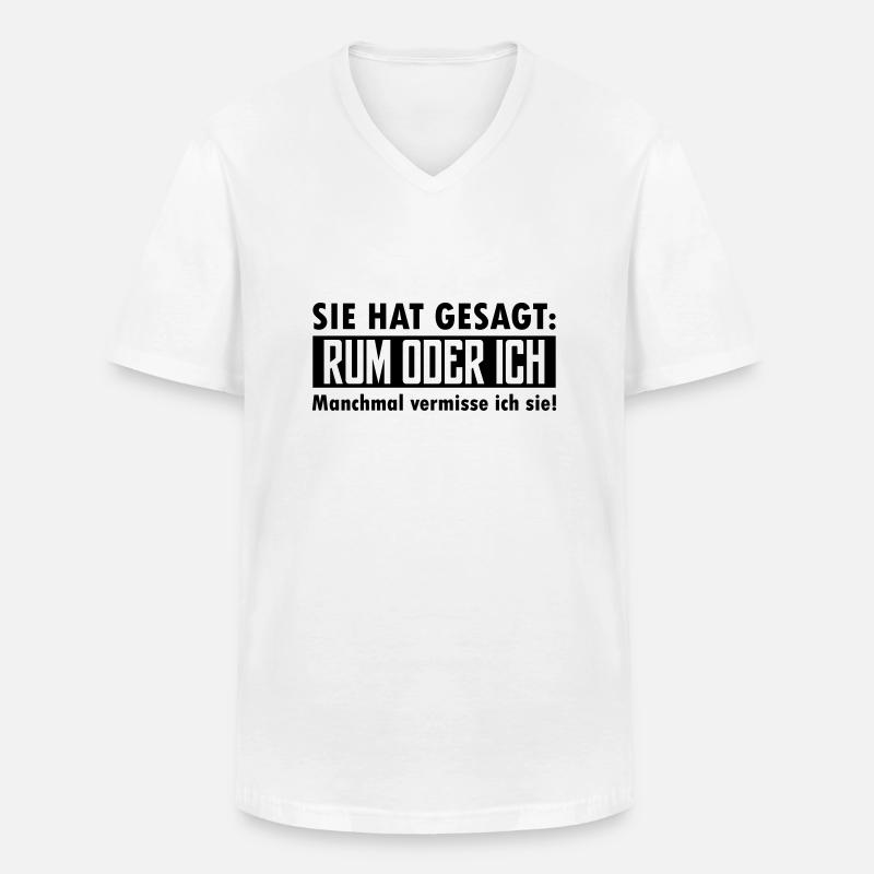 rum oder ich - Männer-T-Shirt mit V-Ausschnitt - Weiß