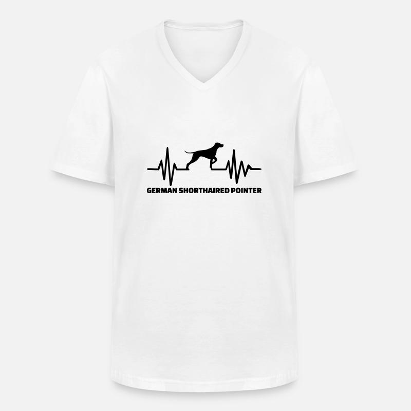 German Shorthaired Pointer - T-shirt col V Homme - blanc