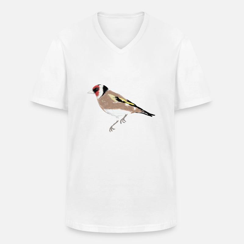 Gartenvogel Stieglitz - Männer-T-Shirt mit V-Ausschnitt - Weiß