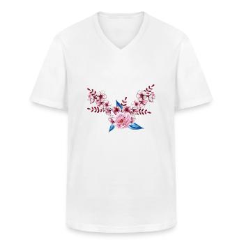 Fleur - T-shirt col V Homme - blanc - Devant - AI Model Male 185 light (185cm)
