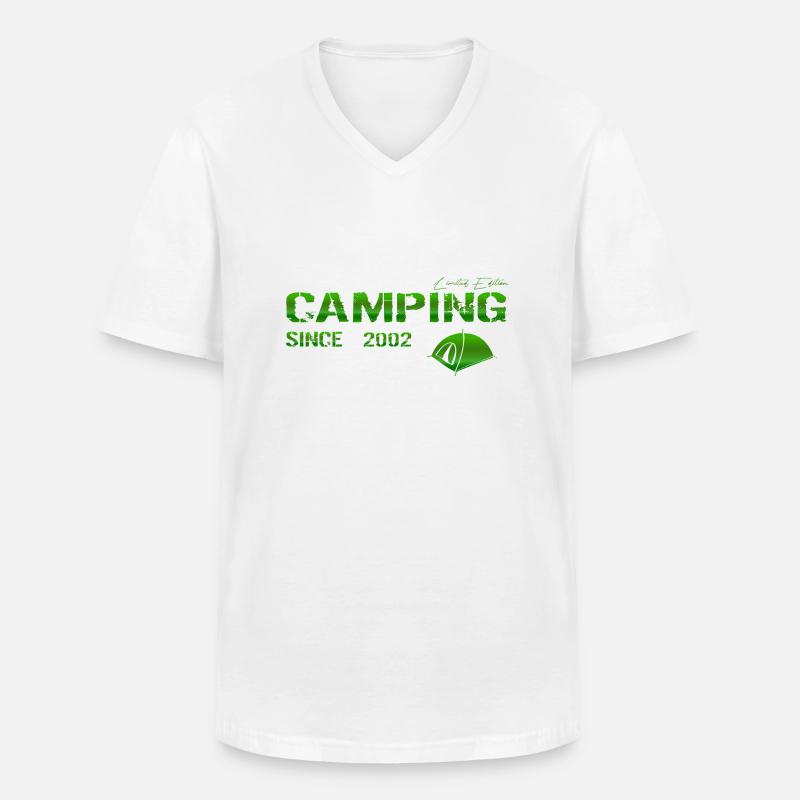Camping 2002 Geschenk - Männer-T-Shirt mit V-Ausschnitt - Weiß