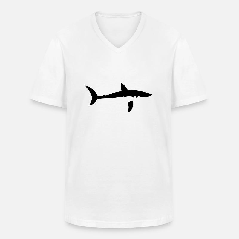 requin requin requin - T-shirt col V Homme - blanc