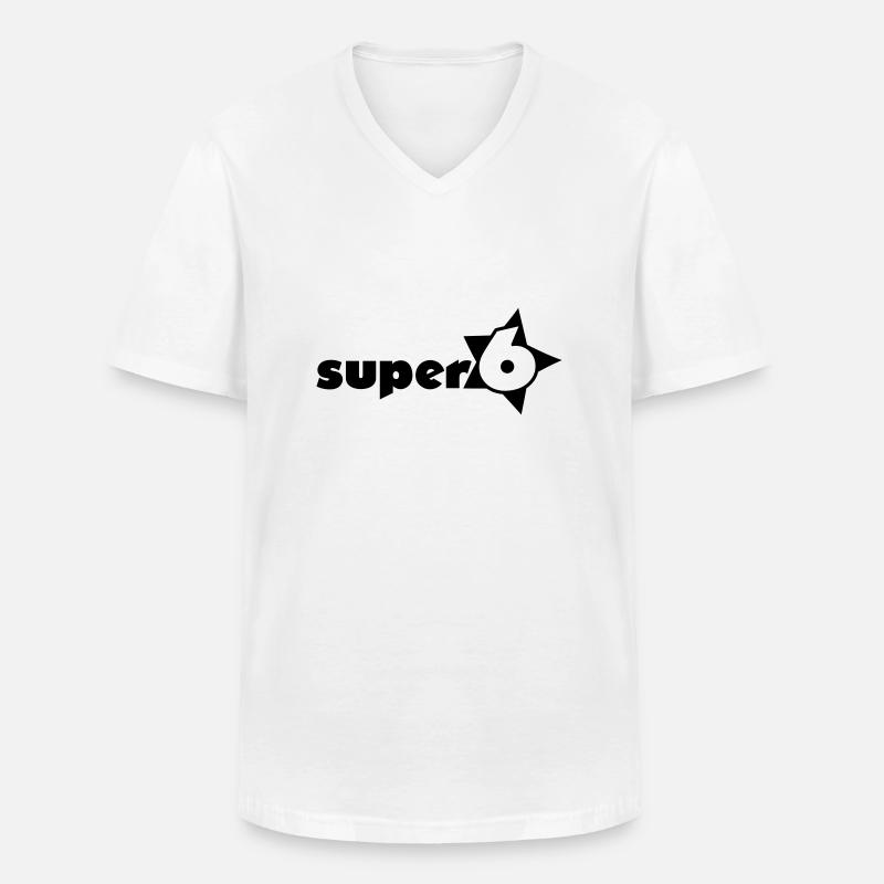 super_6_1c - Männer-T-Shirt mit V-Ausschnitt - Weiß