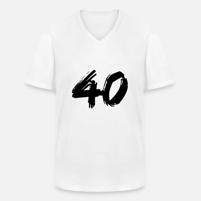 Brushed 40 - Männer-T-Shirt mit V-Ausschnitt - Weiß