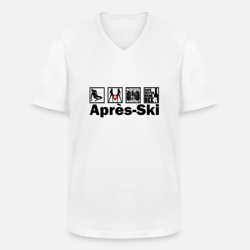 après-ski - Männer-T-Shirt mit V-Ausschnitt - Weiß