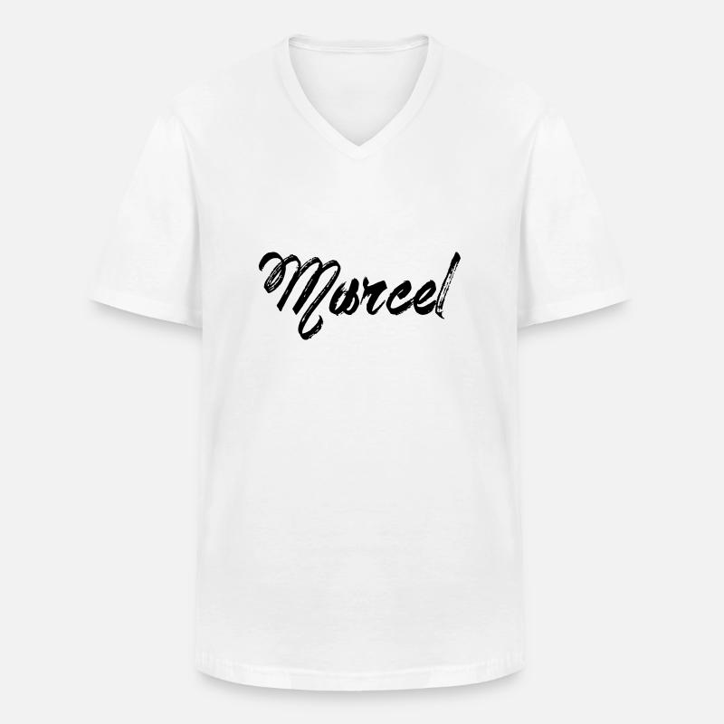 Marcel - Männer-T-Shirt mit V-Ausschnitt - Weiß