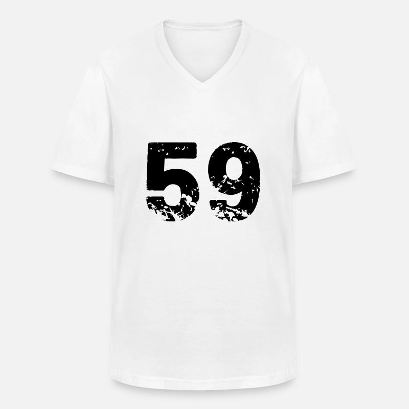 59 - Männer-T-Shirt mit V-Ausschnitt - Weiß