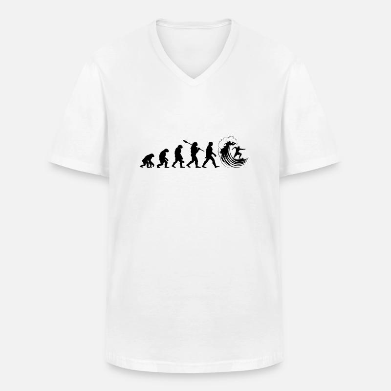 Evolution Surf - Männer-T-Shirt mit V-Ausschnitt - Weiß