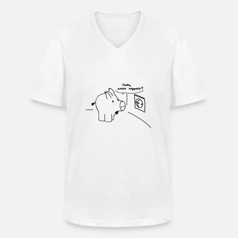 Dude, what happened? - Männer-T-Shirt mit V-Ausschnitt - Weiß