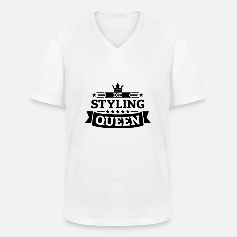Die Styling-Queen - Männer-T-Shirt mit V-Ausschnitt - Weiß