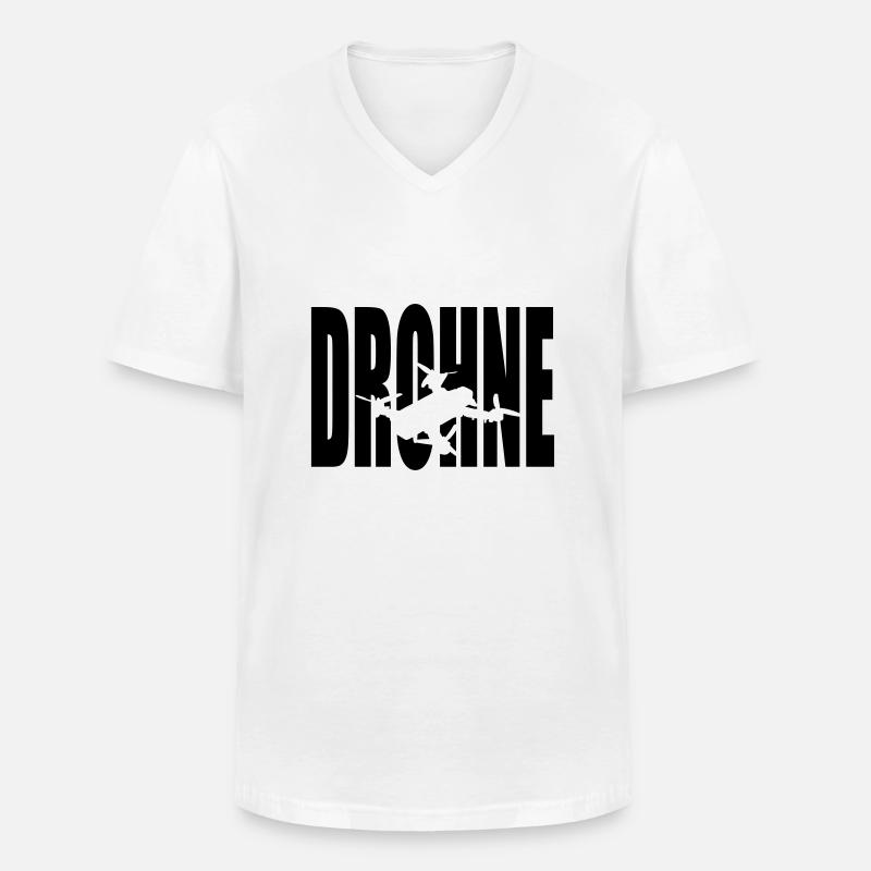 Drohne Text 1 - Männer-T-Shirt mit V-Ausschnitt - Weiß