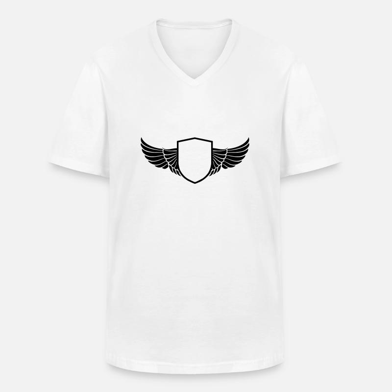 wings shield - Männer-T-Shirt mit V-Ausschnitt - Weiß