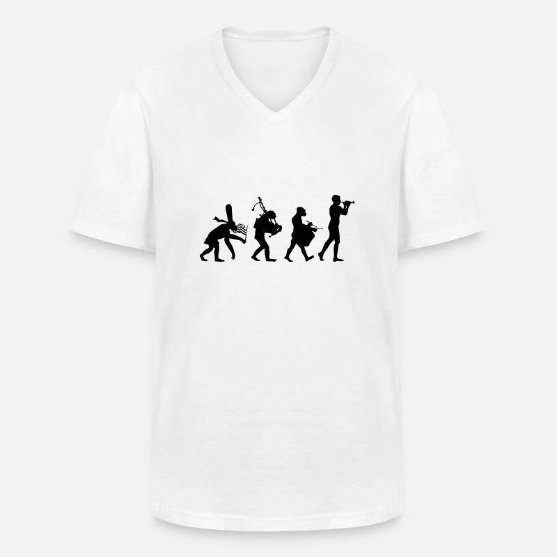 évolution bombarde 2 bagad - T-shirt col V Homme - blanc