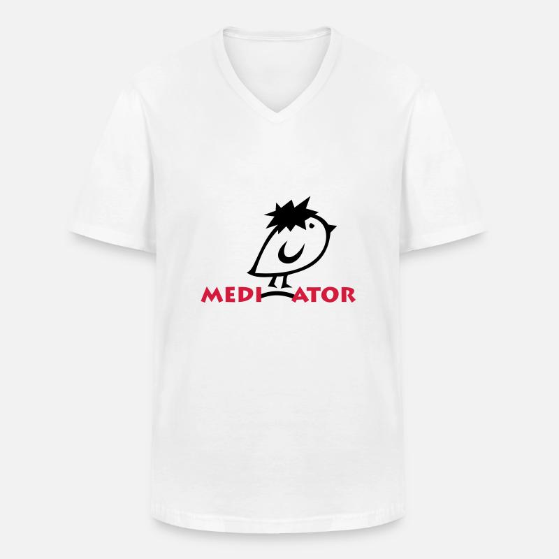 TWEETLERCOOLS - MEDIATOR - Männer-T-Shirt mit V-Ausschnitt - Weiß