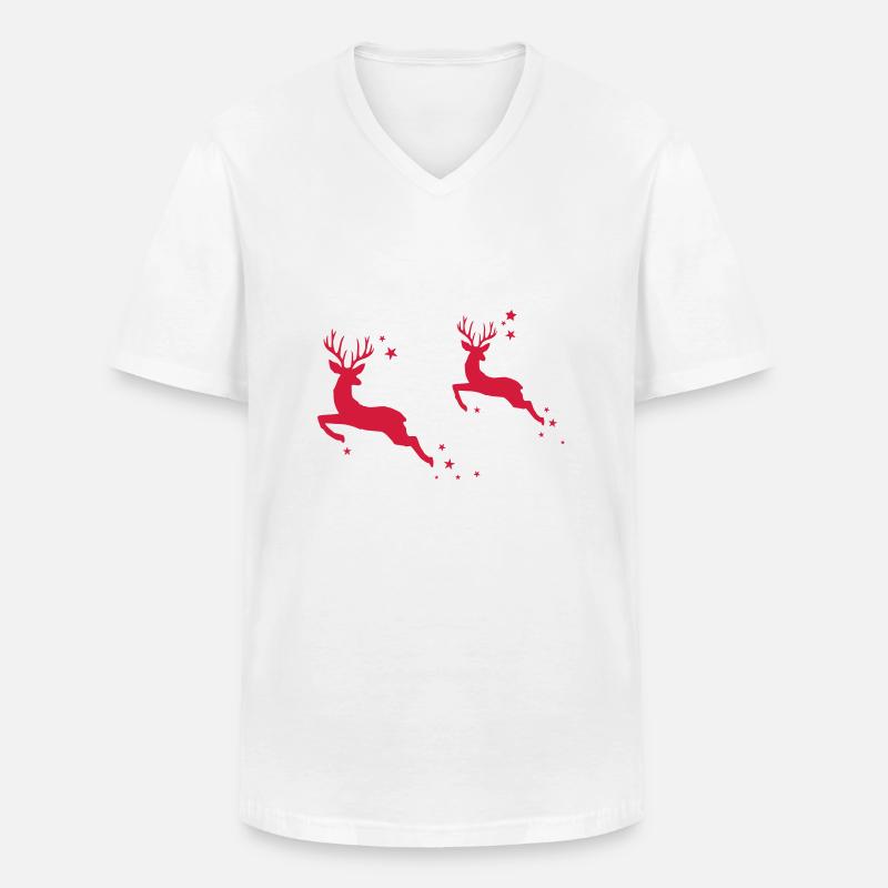 springende Hirsche - Männer-T-Shirt mit V-Ausschnitt - Weiß