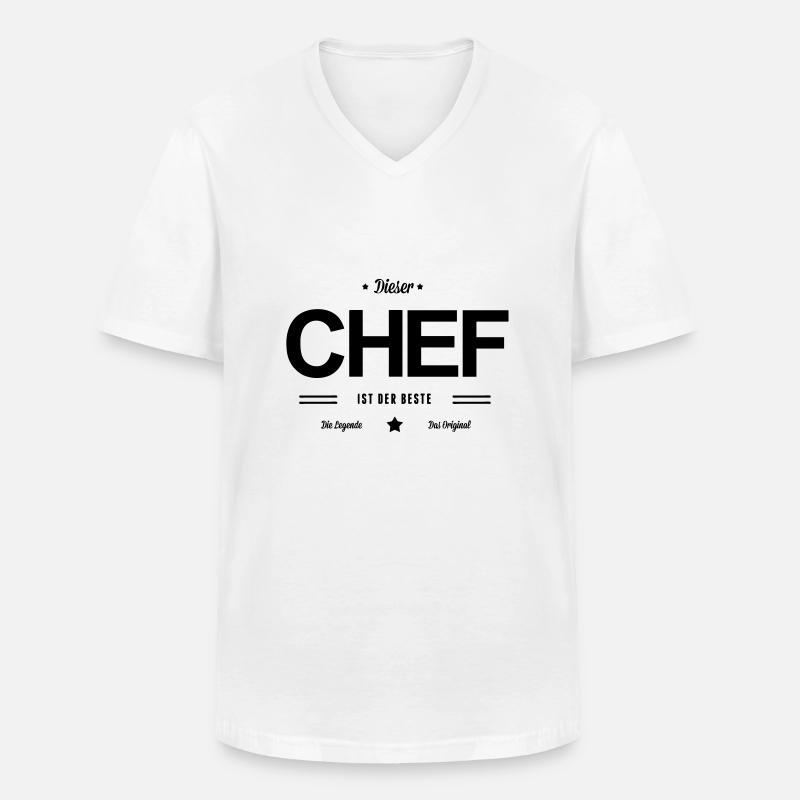 Bester Chef - Männer-T-Shirt mit V-Ausschnitt - Weiß